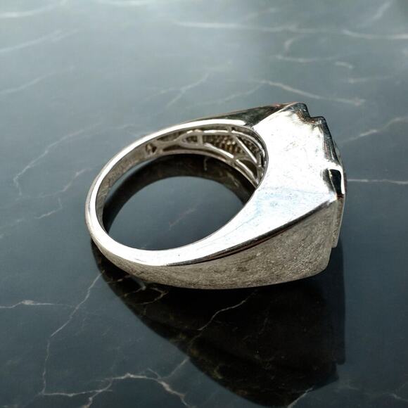 Men’s Gothic Biker Ring Black Stone Stainless Steel Vintage Style Goth Size 11 - Picture 3 of 4